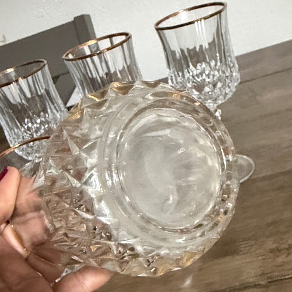 Vintage Cristal d’Arques France 24% Lead Crystal Glasses with Gold Rim – Set of - Picture 4 of 11